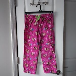 Pink Monkey Print Kids Pajama Pants Large